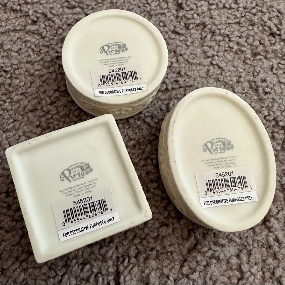 Enesco Kim Anderson's Pretty As A Picture Jewelry Box Vintage Set of 3